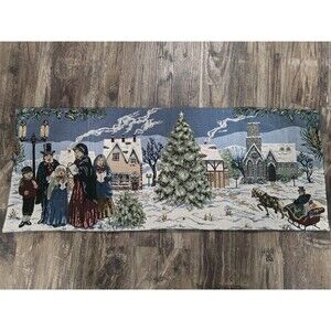 The Manual Woodworkers & Weavers Village Carolers Tapestry Table Runner 32”x 12”